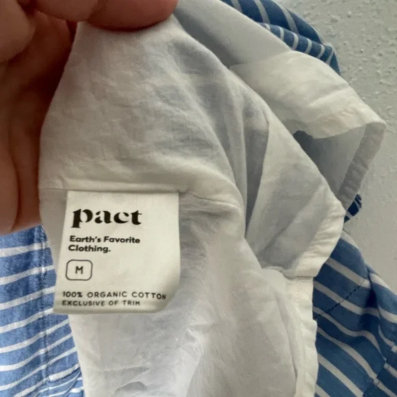 Pact The Sunset Easy Blue Stripe Organic Cotton Cami Dress. Size Medium. - Picture 10 of 12